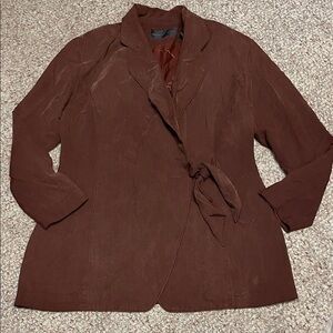 Vintage y2k 100% silk Brown tie waist blazer/Jacket